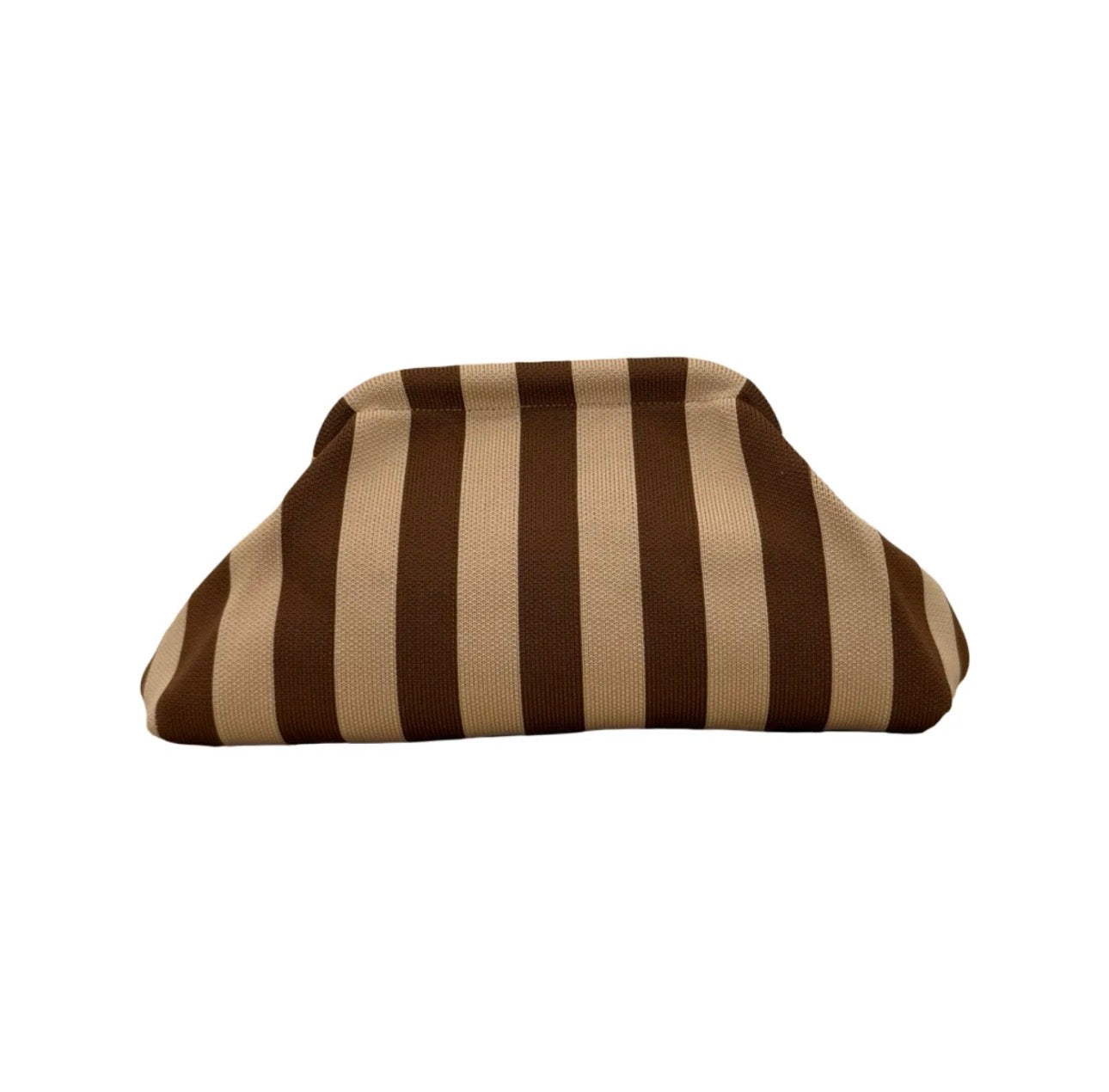 Pochette rayures choco/beige