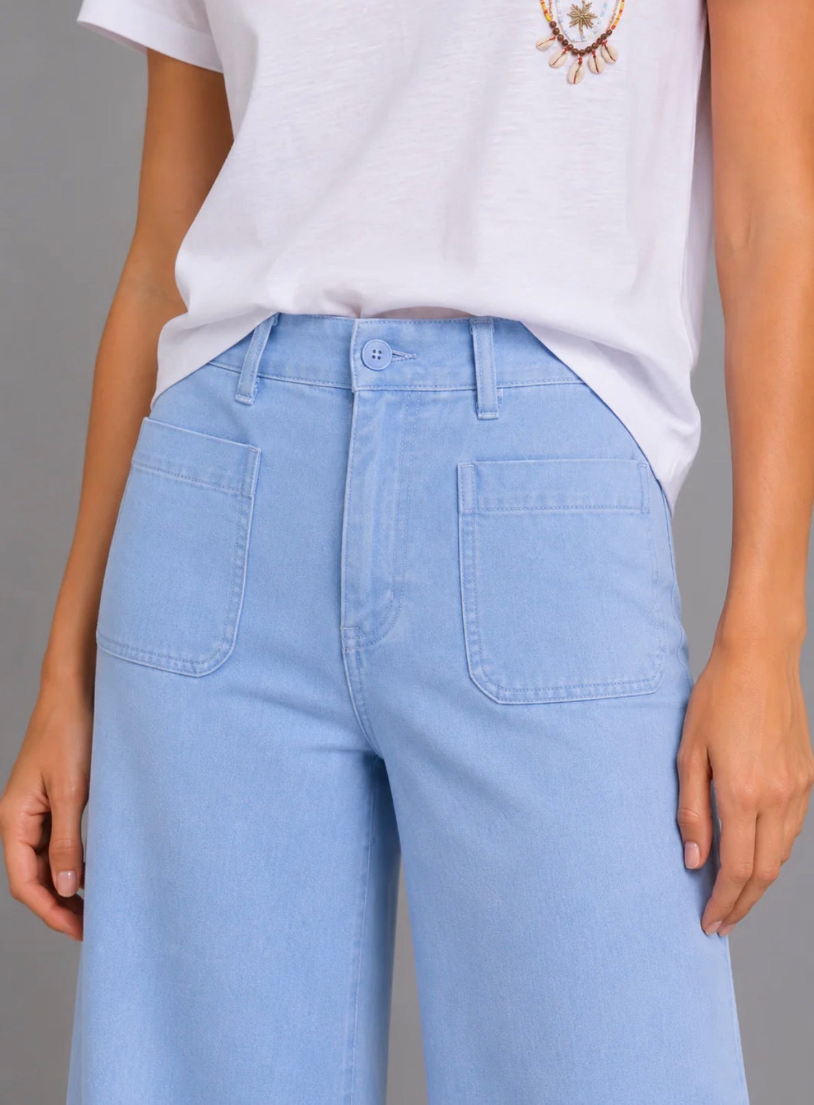 Pantalon Lucia crop large couleur bleu clair Five