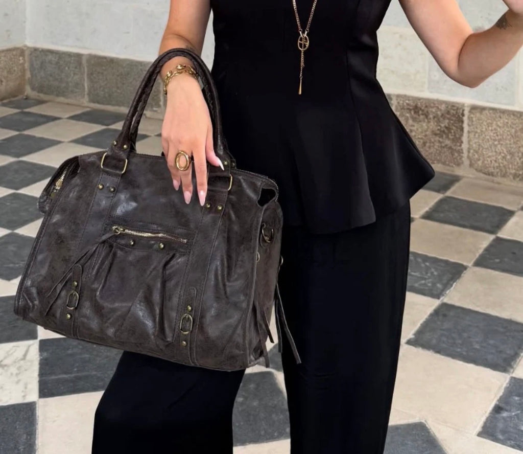 Sac cuir mat noir taille L