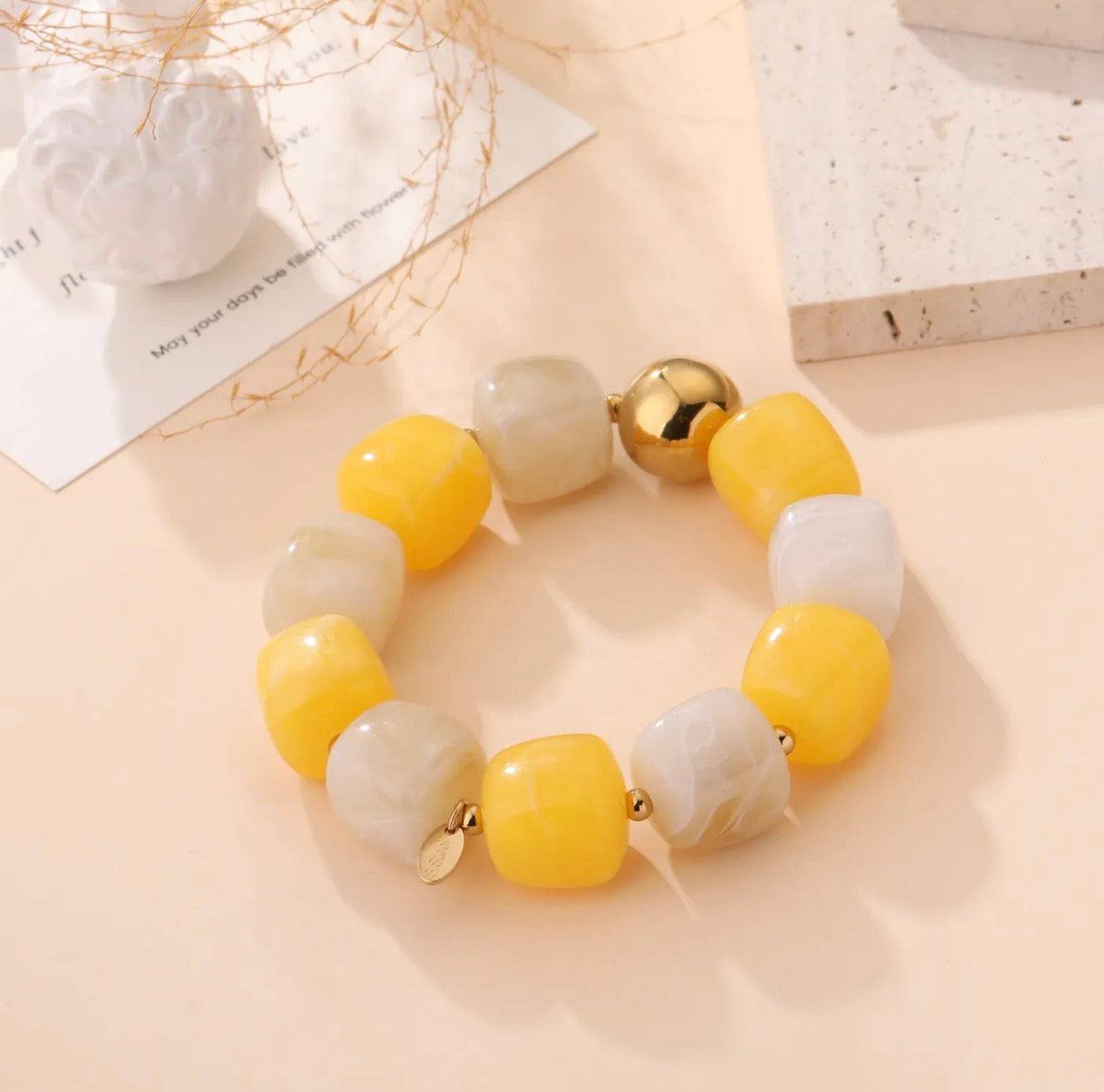 Bracelet Pierre bi-colore jaune