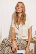 Chemise manches courtes beige