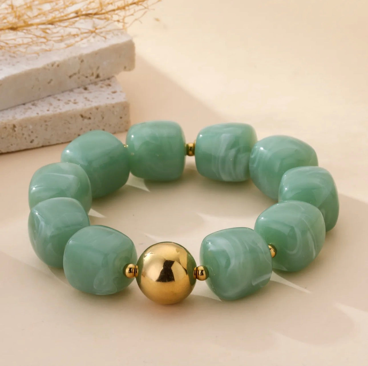 Bracelet Pierre vert d'eau