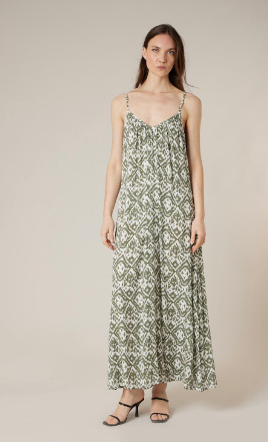Robe longue fluide kaki