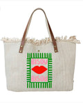 Sac cabas coton et cuir Bisous